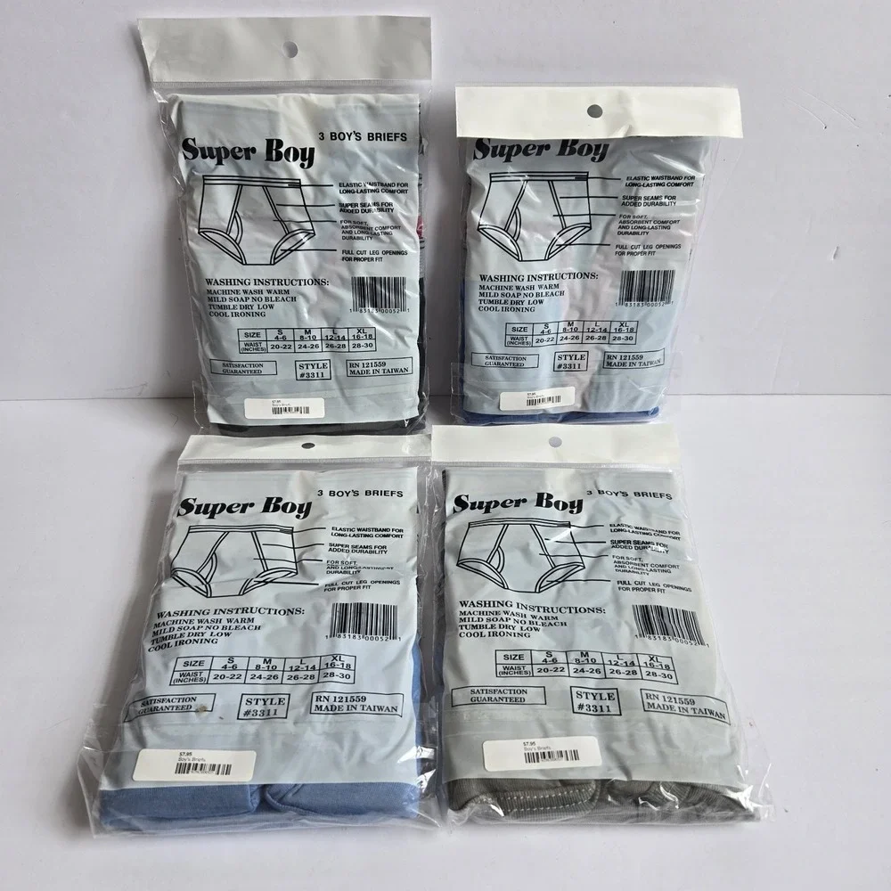 NEW Lot Of‎ 4 3-packs Boys Briefs M 8-10 Assorted Colors Underwear Super Boy